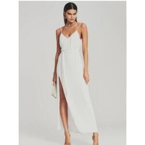 Retrofete Rebecca Sequin Maxi Dress in White Size Large NWT Sleeveless Belt